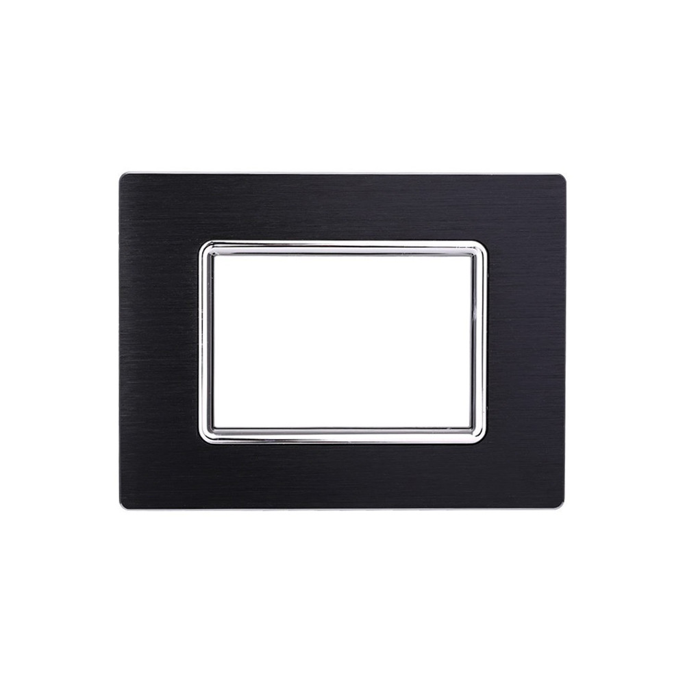 ETTROIT PLACCA IN ALLUMINIO 3 MODULI - SERIE SPACE - NERO (LN86302)