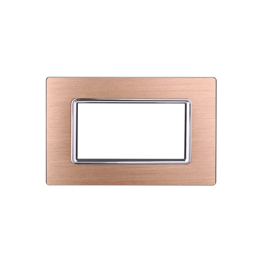 ETTROIT PLACCA IN ALLUMINIO 4 MODULI - SERIE SPACE - ORO (LN86411) Compatibile BTicino Living