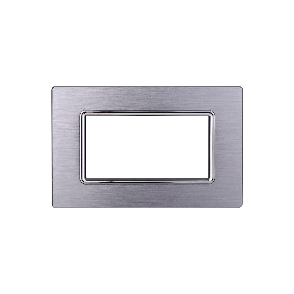 ETTROIT PLACCA IN ALLUMINIO 4 MODULI - SERIE SPACE - SILVER LUCIDO (LN86417)