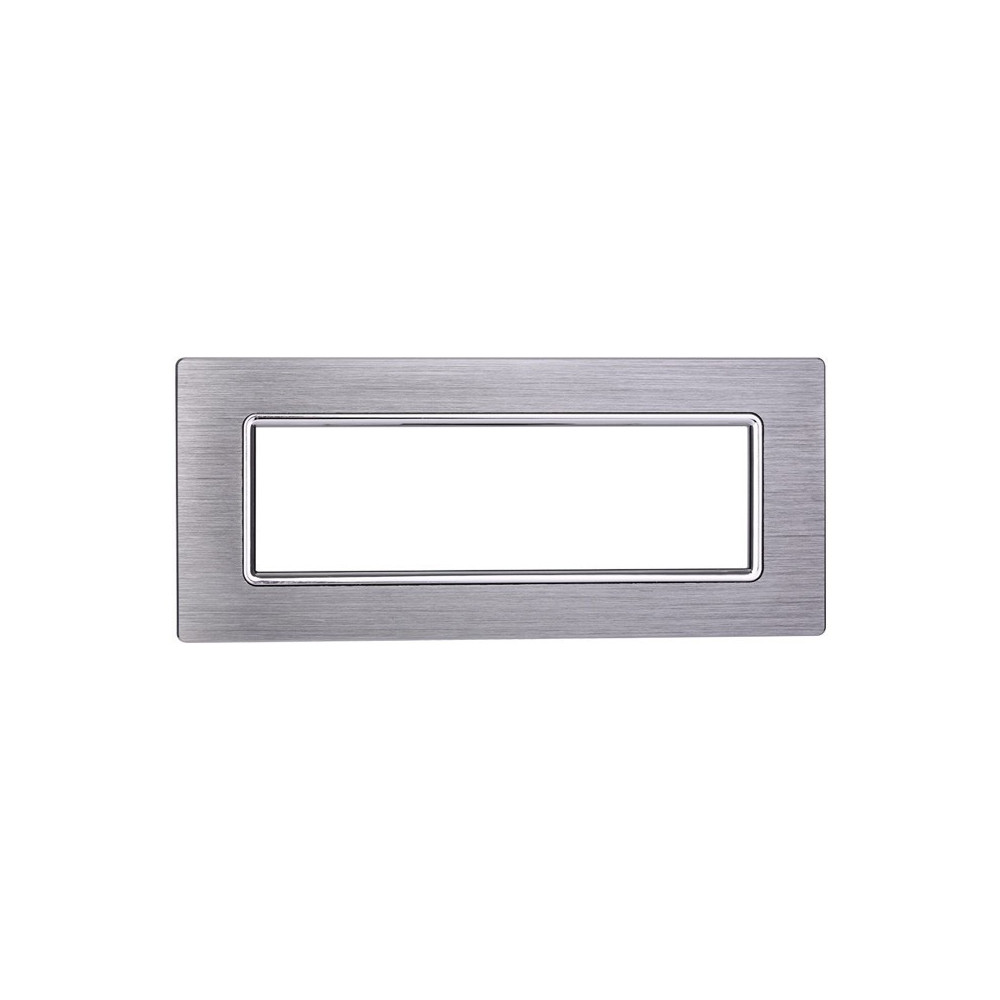 ETTROIT PLACCA IN ALLUMINIO 7 MODULI - SERIE SPACE - SILVER SPAZZOLATO (LN86717) Compatibile BTicino Living