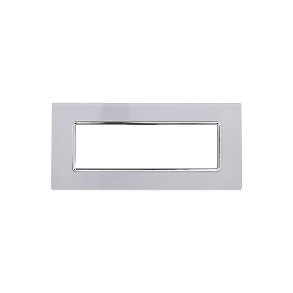 ETTROIT PLACCA IN VETRO 6 MODULI - SERIE SOLAR - BIANCO (MT84601) Compatibile BTicino Matix