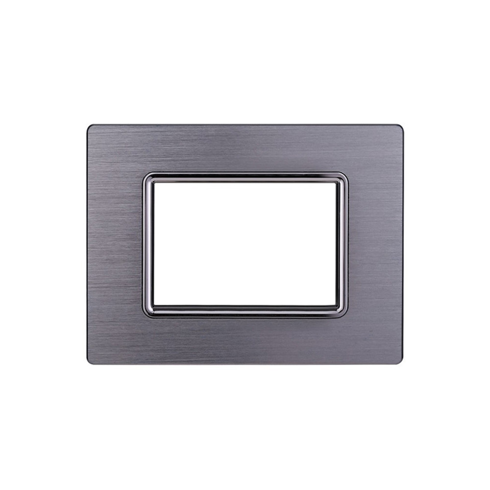 ETTROIT PLACCA IN ALLUMINIO 3 MODULI - SERIE SPACE - ARGENTO LUCIDO (LN86317) Compatibile BTicino Living