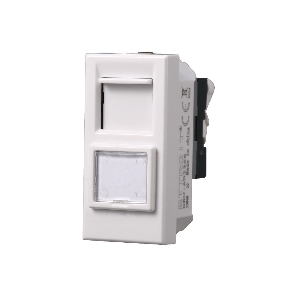 ETTROIT PRESA RETE RJ45 CAT.6 - SERIE MOON - BIANCO (AB2355) Compatibile BTicino Axolute