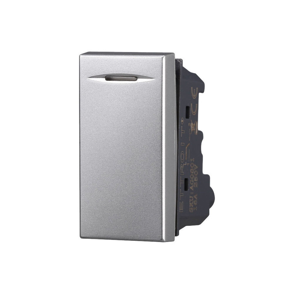 ETTROIT PULSANTE BASCULANTE UNIPOLARE 16A - SERIE MOON - GRIGIO (AG1001) Compatibile ABB Axolute