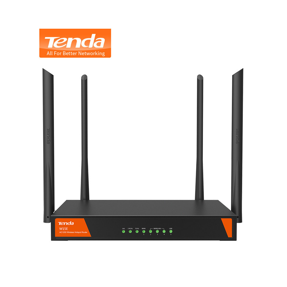 TENDA W15E - ROUTER WIRELESS HOT SPOT FINO A 50 UTENTI - AC1200 - 3 WAN - 3 LAN