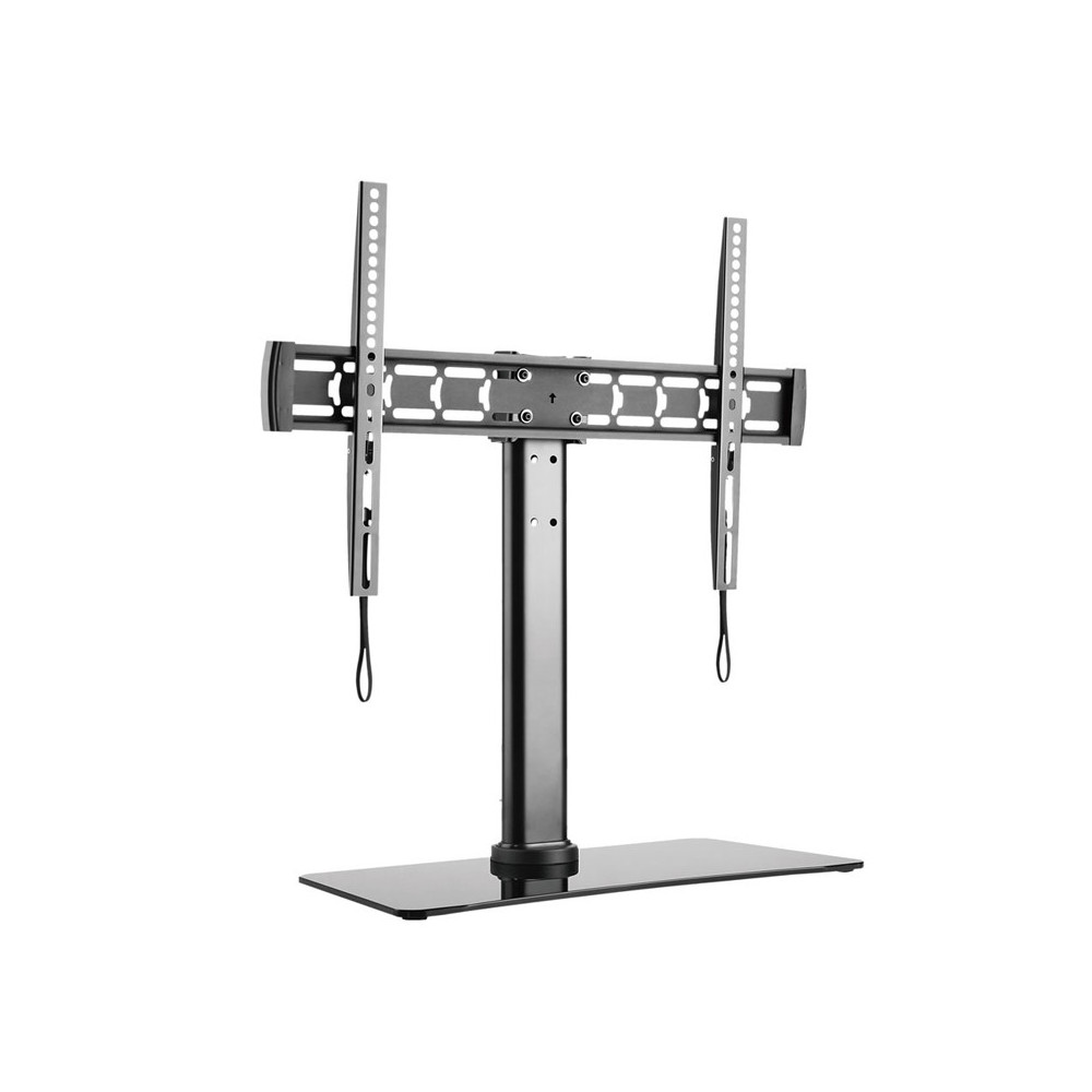 BRAVO TV STAND 1 - STAFFA DA TAVOLO CON BASE IN CRISTALLO TEMPERATO PER TV 32/55 - MAX 40 KG - VESA 600X400