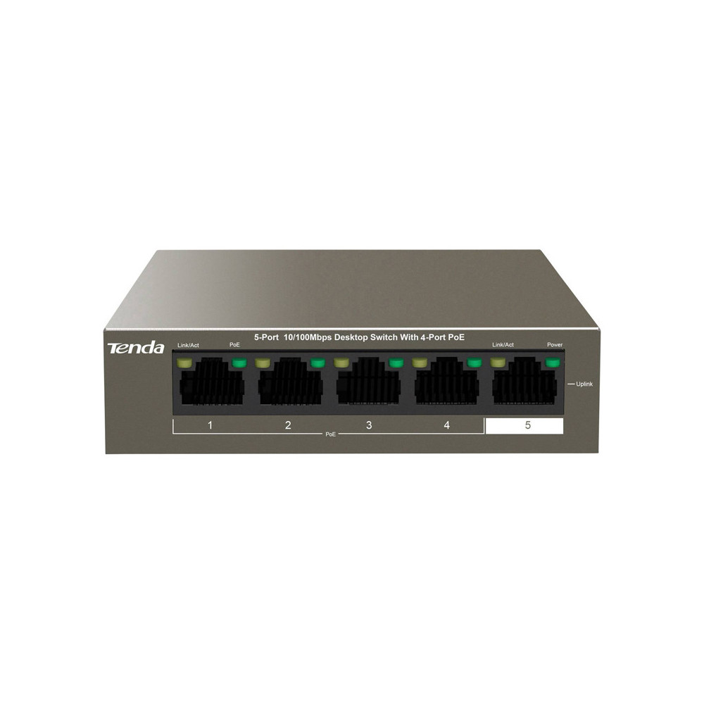 TENDA TEF1105P-4-63W - DESKTOP SWITCH 5 PORTE CON 4 PORTE POE - 10/100 MBPS - CHASSIS METALLO