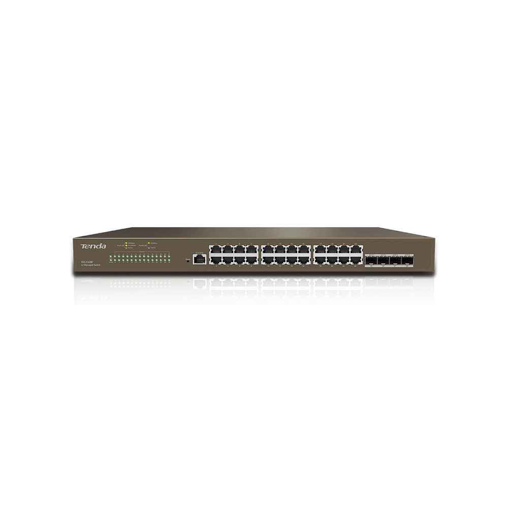 TENDA TEG3328F - RACK SWITCH 24 PORTE GIGABIT - 10/100/1000 MBPS - 4 PORTE SFP - L2 MANAGED - CHASSIS METALLO