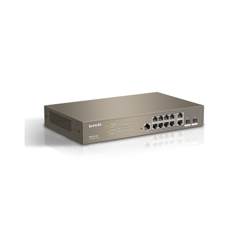 TENDA TEG5312F - RACK SWITCH 10 PORTE GIGABIT - 10/100/1000 - 2 PORTE SFP - L3 MANAGED - CHASSIS METALLO