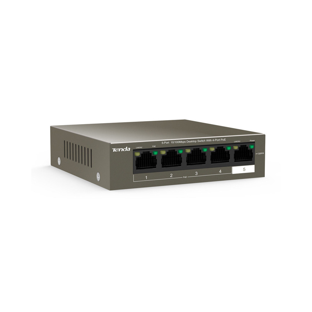 TENDA TEF1105P-4-38W - DESKTOP SWITCH 5 PORTE CON 4 PORTE POE - 10/100 MBPS - CHASSIS METALLO