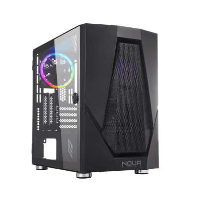 NOUA FOBIA L5 - CASE MINI TOWER BLACK - PANNELLO VETRO CON CERNIERE - FRONTALE MESHATO - FLUSSO ARIA OTTIMIZZATO