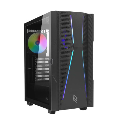 NOUA DIAMOND C101 - CASE MID TOWER - NERO - PANNELLO VETRO TEMPERATO - VENTOLA ARGB - STRIP LED