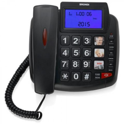 BRONDI BRAVO 90 LCD (NERO) - TELEFONO CORDED - LCD - TASTI GRANDI - VIVAVOCE - AUDIO BOOST