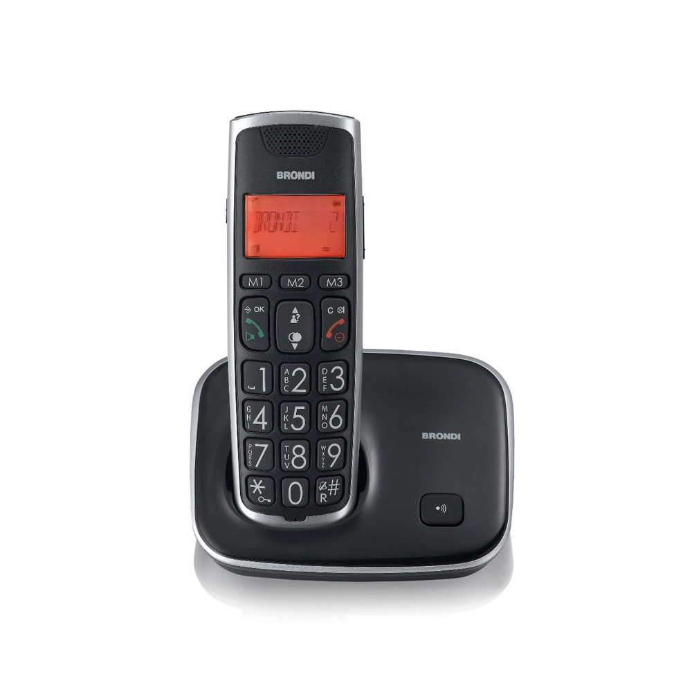 BRONDI BRAVO GOLD 2 (NERO) - TELEFONO CORDLESS - TASTI GRANDI - VIVAVOCE - DISPLAY RETROILLUMINATO