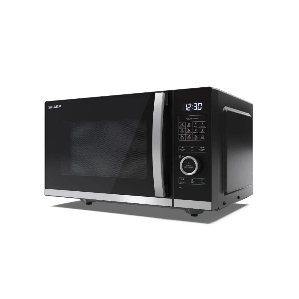 SHARP YC-QG234AE-B - FORNO A MICROONDE 23L - FLATBED - 1000W - CONTROLLO DIGITALE - 11 LIVELLI DI POTENZA - BLACK/SILVER