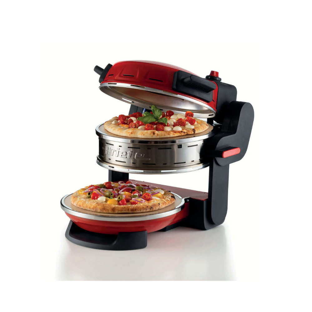 ARIETE FORNO PIZZA ROSSO (0927/00) -  2 PIASTRE IN PIETRA REFRATTARIA - 2 PIZZE CONTEMPORANEAMENTE - 5 LIVELLI COTTURA - 2300W