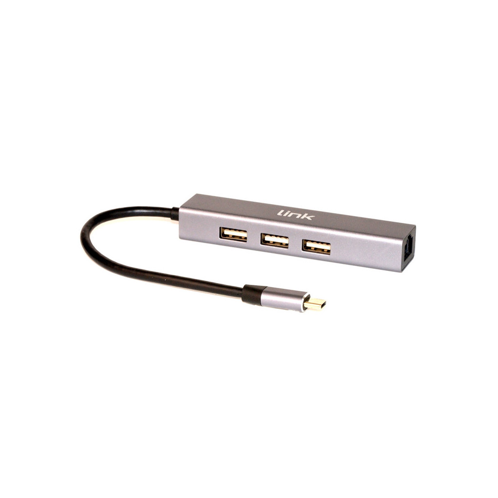 LINK LKADAT127 - ADATTATORE USB TYPE C - RJ45 + 3 PORTE USB 2.0