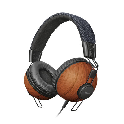 TRUST NOMA DENIM WOOD (22637) - CUFFIE WIRED CON MICROFONO 3.5MM