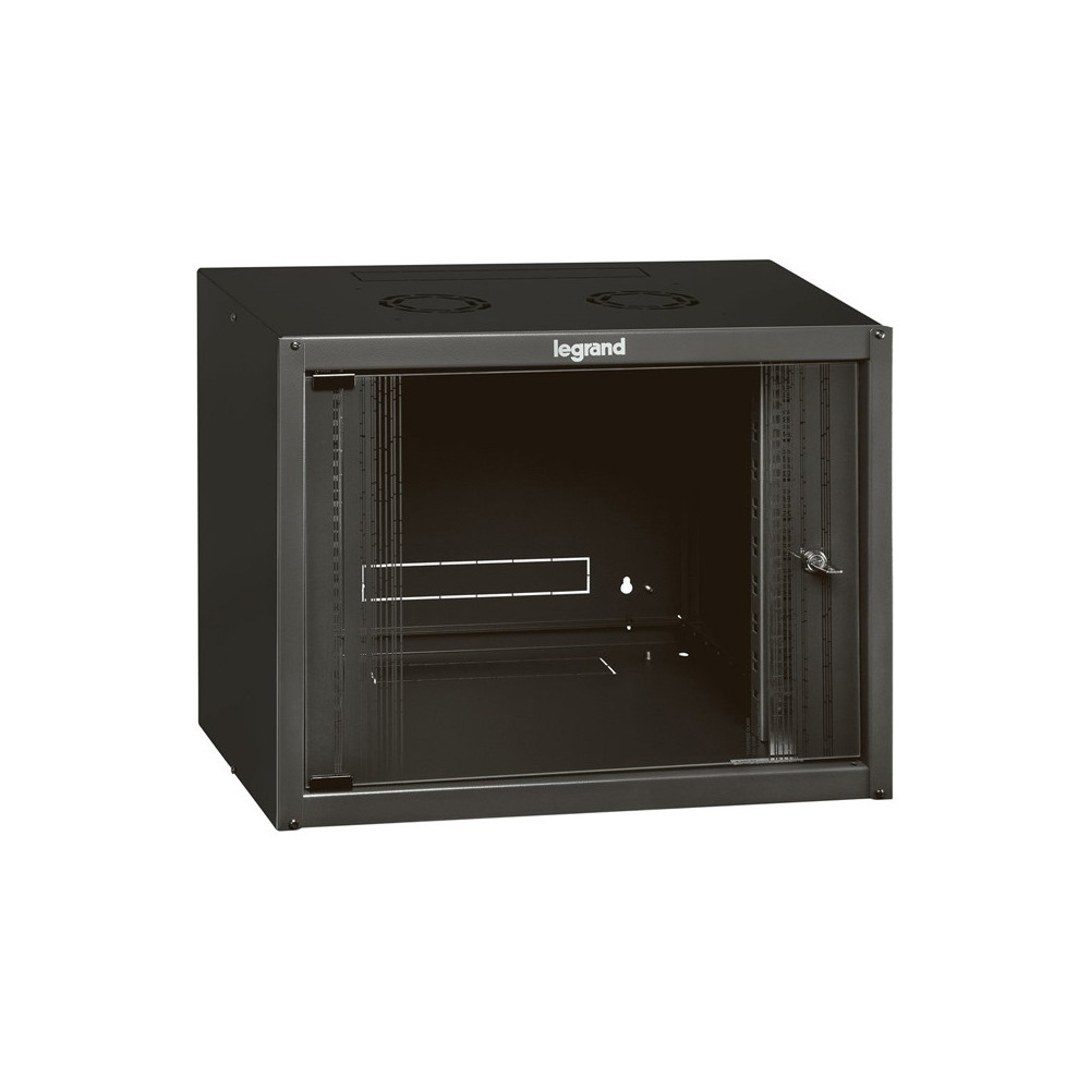 ARMADIO RACK LEGRAND 19 12 UNITA'' DA MURO (A)625 x (L)600 x (P)450 BLACK PORTA  IN VETRO