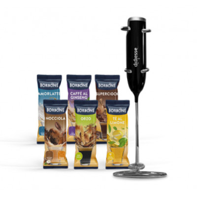 BORBONE KIT DEGUSTAZIONE SOLUBILI - 1 FRULLINO ELETTRICO + 6 STICK ASSORTITI  (AMORLATTE - GINSENG - SUPERCIOCK - ORZO - NOCCIOL