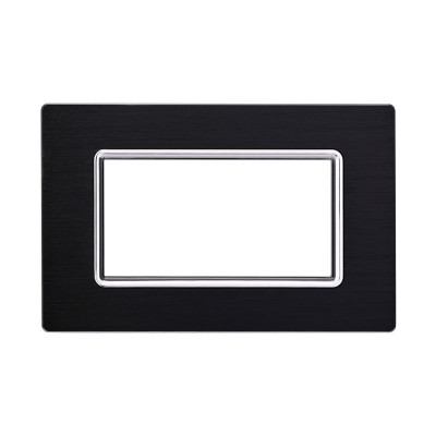 ETTROIT PLACCA IN ALLUMINIO 4 MODULI - SERIE SPACE - NERO (LN86402) Compatibile BTicino Living