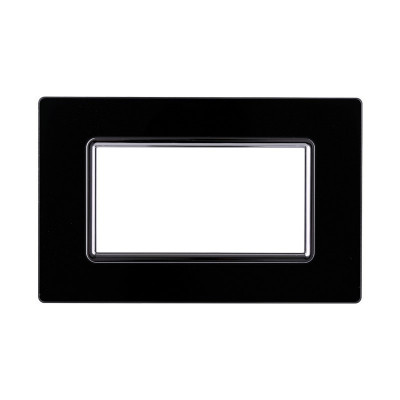 ETTROIT PLACCA IN VETRO 4 MODULI - SERIE SPACE - NERO (LN84402) Compatibile BTicino Living