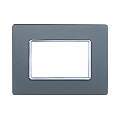 ETTROIT PLACCA IN VETRO 3 MODULI - SERIE SOLAR - SILVER (MT84306) Compatibile BTicino Matix